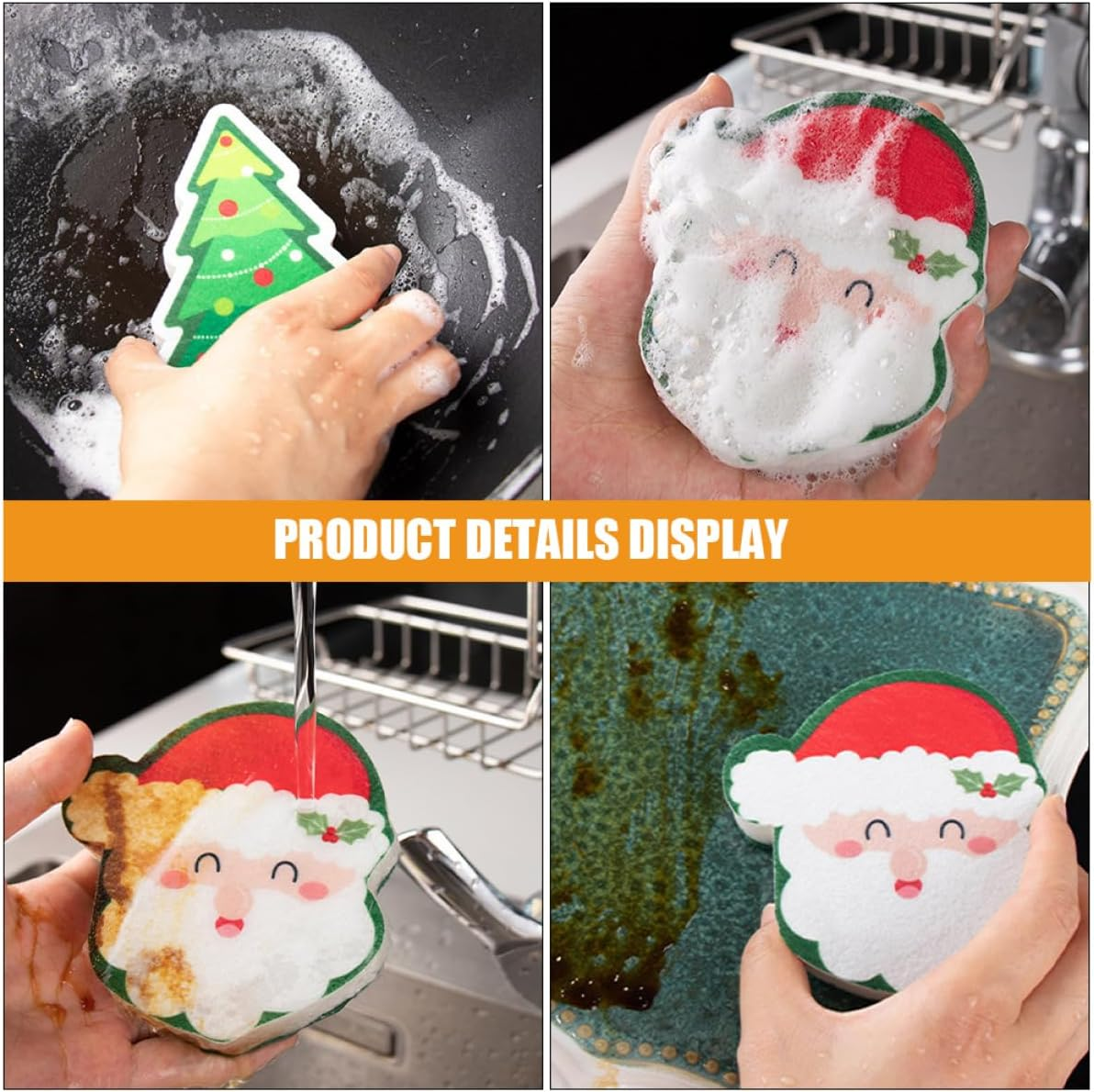 🎅Christmas sale 40% off🎅4pcs Christmas Dishwashing Sponges