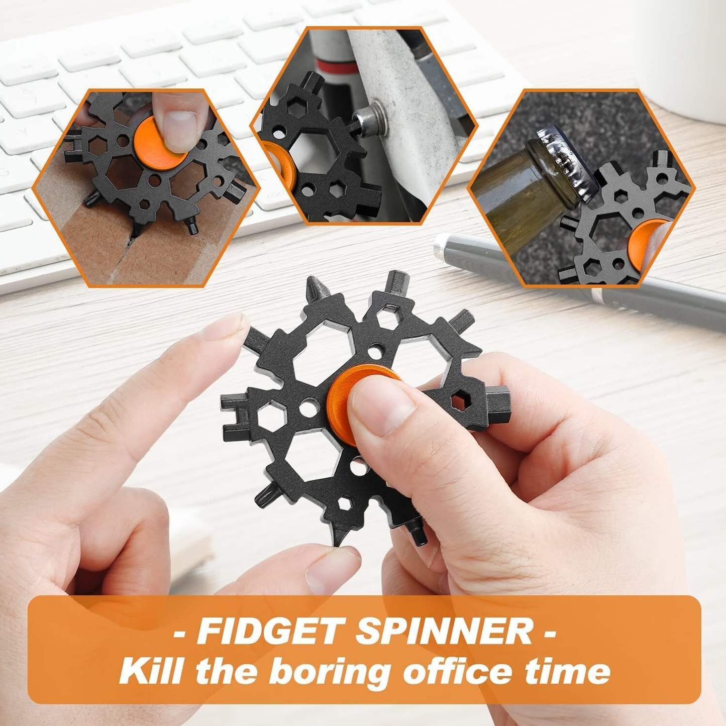 Snowflake Multi-Tool & Fidget Spinner, for Outdoor, Travel, Camping