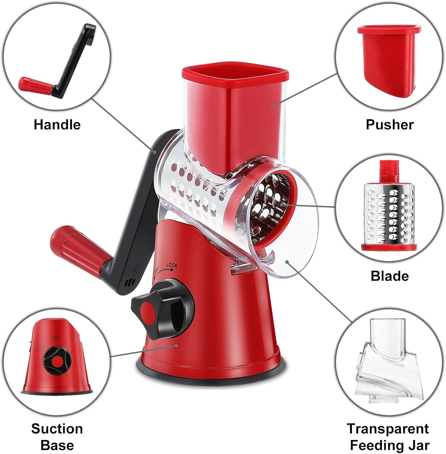 🔥Last Day $29.99!🥔Kitchen Grater Vegetable Slicer with 3 Drum Blades🥗