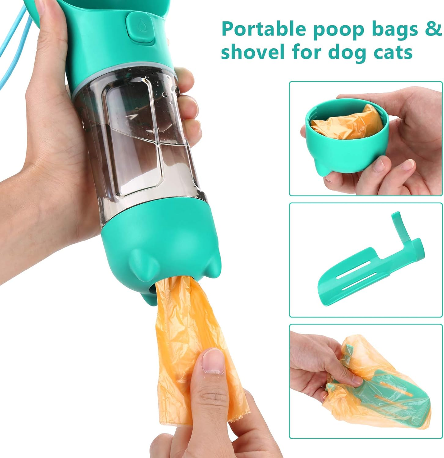 🐱Special price $19.99!🐈Portable Pet Travel Dispenser with Drinking Bowl, Dog Cats Poop Bags Shovel