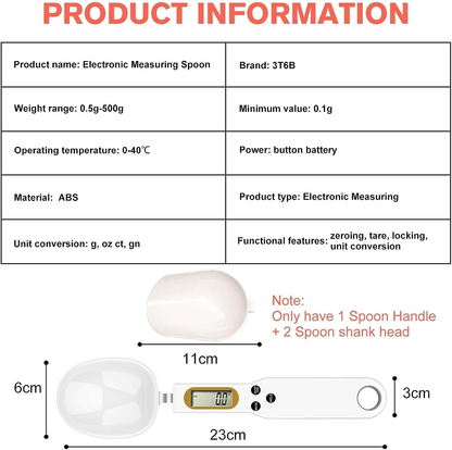 ⚡Clearance price of $19.99!💕3T6B Digital Spoon Scale Electronic Measuring Spoon with 2 Replaceable Spoons