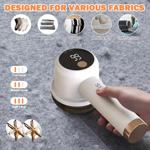 ⚡Last Day $14.99!👚Rechargeable Fabric Shaver with 2 Replaceable Stainless Steel 6-Leaf Blades(1 Free Extra Included)