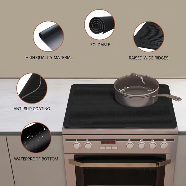 Heat-Resistant Silicone Stove Cover Mat & Utensils