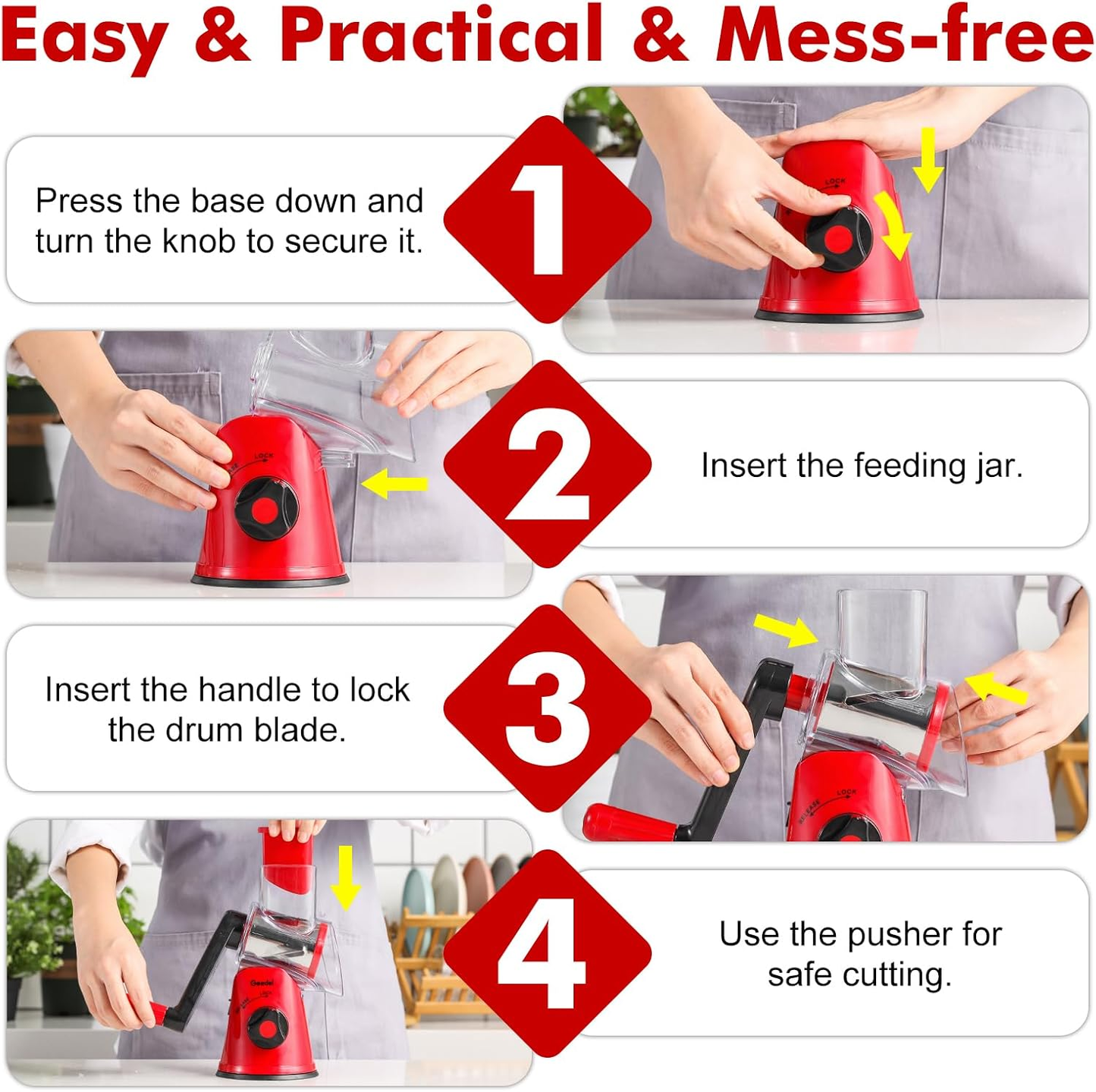 🔥Last Day $29.99!🥔Kitchen Grater Vegetable Slicer with 3 Drum Blades🥗