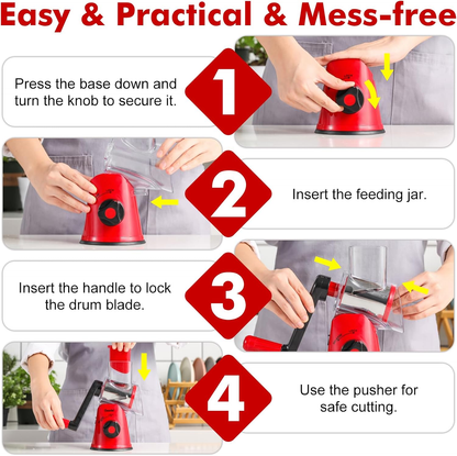 🔥Last Day $29.99!🥔Kitchen Grater Vegetable Slicer with 3 Drum Blades🥗