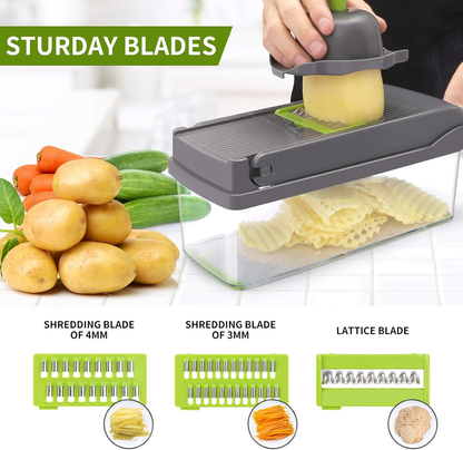 💥Last Day $29.99!🥗Multifunctional 13-in-1 Food Choppers Onion Chopper Vegetable Slicer Cutter Dicer Veggie chopper with 8 Blades