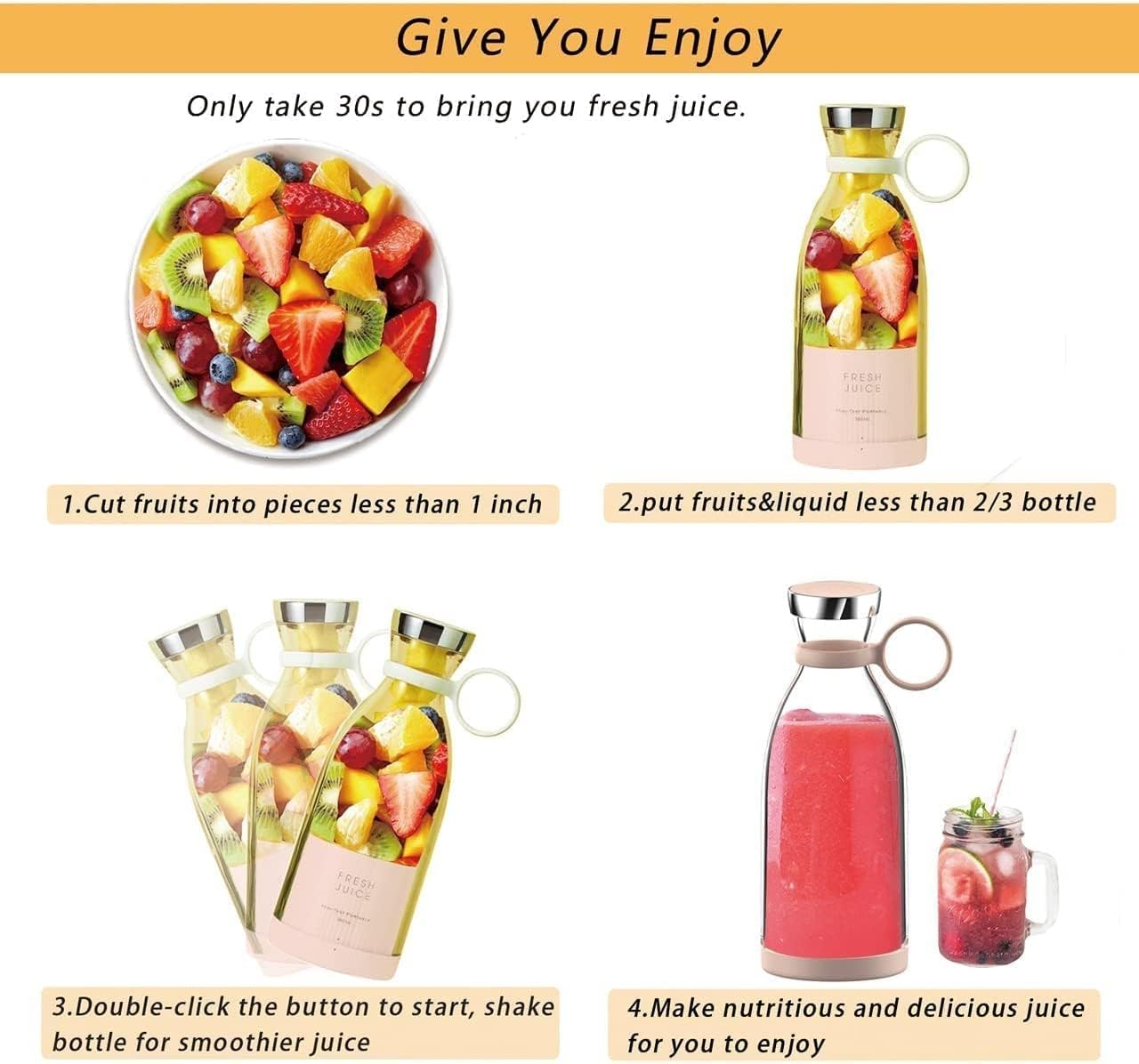 💕Special price $29.99!🥳Portable Blender 350ml Fresh Juice Mixer