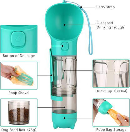 🐱Special price $19.99!🐈Portable Pet Travel Dispenser with Drinking Bowl, Dog Cats Poop Bags Shovel